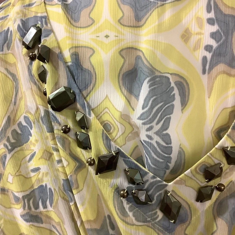NEW YORK & COMPANY Sheer Butterfly Print Embellished Top 164